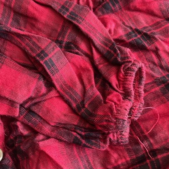 NWTS Knox Rose black and red Plaid Boho Peasant Smocked Button Fron - Picture 7 of 8